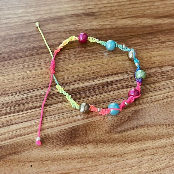 Handmade Beaded Braided Charm Bracelet Multicolor Women New - Picture 6 of 8